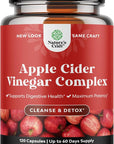 Cleansing Apple Cider Vinegar Capsules - ACV Cleanse and Detox Pills for Gut and Digestive Health with Slimming Cayenne - Extra Strength ACV Capsules for Gut Cleanse and Full Body Detox (60 Servings)