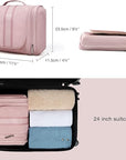 BAGSMART Toiletry Bag for Women, Travel Toiletry Organizer with hanging hook, Water-resistant Cosmetic Makeup Bag Travel Organizer for Shampoo, Full-size Container, Toiletries, Pink-Medium