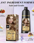 Natural Color Hair Dye Shampoo 3 IN 1, Instant Hair Coloring, Gray Coverage for Men & Women, Beard Dye Vegan Ammonia Free & Paraben-Free, Champú Para Canas Mujer & Hombre (LIGHT BROWN)