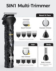 GLAKER Hair Clippers for Men Professional, Cordless Clippers for Hair Cutting, Mens Bear Trimmer, Electric Razor Barber Clippers Hair Trimmer, Gifts for Men (Deep Black)