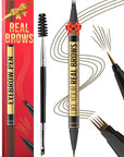 Eyebrow Pen - Microblading eyebrow pencil with Micro-Fork Tip & Precision Tip for Natural Brows, Eyebrow Pencils for Women, Dual-Ended Brow Brush, Waterproof, Brown