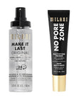 Milani Make It Last Original - Natural Finish Setting Spray 3-in-1 Setting Spray and Primer- Prime + Correct + Set & Milani No Pore Zone Mattifying Primer for Makeup