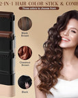 2-in-1 Hair Color Stick & Comb, Waterproof and Sweat-Proof Hair Dye Comb, Instant Convenient Root Touch Up for Gray Hair, Touch up Comb for Women & Men (Black)