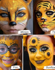 UCANBE Yellow Face Body Paint Makeup Foundation, Professional Cream Greasepaint for Kids & Adults, Non-Toxic SFX Makeup Facepaint Kit for Halloween Parties, Minions Emoji Lion Tiger Costume & Cosplay