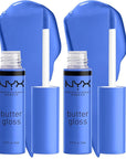 NYX PROFESSIONAL MAKEUP Butter Gloss, Non-Sticky Lip Gloss - Blueberry Tart (Periwinkle Blue) (Pack of 2)