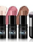 3 Pcs Cream Blush Contour Highlighter Stick for Cheeks Eyes Lips Lightweight Dewy Finish Blush Stick Waterproof Long Lasting Contour Stick Trio Wand Face Makeup Set for Girls and Women (2+5+6)