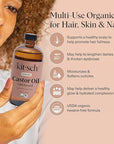 Kitsch Organic Castor Oil for Hair Growth - 100% Pure Castor Oil, Organic Cold Pressed Unrefined Glass Bottle for Face, Skin, Lashes, Brows, Scalp, Nails & Belly Button - Hexane Free, USDA - 16 oz