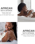 3 Pieces African Bath Sponge African Net Long Net Bath Sponge Exfoliating Shower Body Scrubber Back Scrubber Skin Smoother,Great for Daily Use (Black、Blue、Brown)