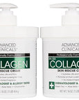 Advanced Clinicals Collagen Cream Body Lotion & Face Moisturizer W/Vitamin E | Skincare Moisturizing Collagen Lotion For Women, Men, Hand, & Neck Improves Look Of Crepey Skin & Uneven Dry Skin, 2pc