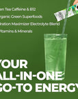 Pureboost Superfoods Clean Energy Booster, Energy Drink Mix Powder with 7 Organic Green Superfoods; Spirulina, Kale, Broccoli and Vitamins, Green Apple, Pineapple, Mango (Green Mojo, 30 Count)