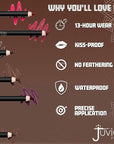 Juvia's Place Long Wear Lip Pencil – Coffee Bean – Waterproof & Kiss-proof, Long Lasting Lip Liner, Smooth Makeup Application - Soft Matte Finish Base for Lipstick - 13 Hours of Wear for Everyday Use