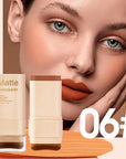 Foundation Stick, 2 in 1 Dual-Ended Eraser Contour Stick with Brush, Tinted Moisturizer, Beauty Balm Skin Tint, Concealer Foundation Sticks for Face Makeup, Sheer to Medium Coverage, Dewy Finish (#06)