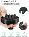 HEETA Scalp Massager Hair Growth, Soft Silicone Scalp Scrubber Shampoo Brush for Exfoliation, Dandruff Removal Head Massage Stress Relax, Wet & Dry Use for Thick Thin Curly Hair Care, Whole Black