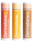 Dermatone Lip Balm Fruit Variety Pack | Moisturizing Lip Care Stocking Stuffer | Soothes & Heals Chapped Lips | SPF 30 | Aloe, Tea Tree Oil | 3-Pack (Coconut, Mango, Green Tea)