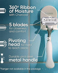 Gillette Venus Extra Smooth Charcoal Women's Razor Handle + 4 Blade Refills