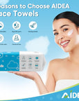 AlDEA Face Towels Disposable-600Ct, Face Towelettes for Sensitive Skin, Clean Facial Wipes for Makeup Removing, Facial Cleansing, Travel, Dry Wipes Face Cloths