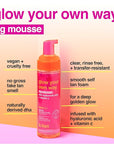 b.tan Clear Self Tanner Foam | Glow Your Own Way - Rinse Free, Best 1 Hour Express Sunless Tanning Water Mousse, Dark, No Transfer, Moisturizing, Face & Body, No Fake Tan Smell, 6.7 Fl oz
