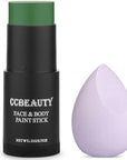 CCbeauty Witch Green Face Paint Stick, Face Painting Kit, Non Toxic SFX Makeup For Grinch Monster Halloween Costume Cosplay,Professional Body Paint,Full Coverage Painting Foundation With Makeup Sponge