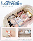 BAGSMART Makeup Bag Travel Cosmetic Bag, Puffy Padded Make Up Bags for Women Makeup Organizer Case, Wide-open Pouch Purse Travel Essentials Toiletries Accessories Brushes, Grayish Purple
