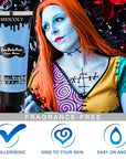 MEICOLY Light Blue Face Body Paint,Pale Baby Blue Face Paint Sadness for Halloween Corpse Bride Avatar Smurf Sally Cosplay Makeup,2.37Oz Large Tube Washable Body Paint for Adult and Kids