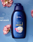 NIVEA Nourishing Botanical Blossom Body Wash with Nourishing Serum, Moisturizing Body Wash for Women, Enriched with Provitamin B5 and Vitamin E, 30 Fl Oz Bottle