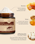 Organic Beef Tallow for Skin, Tallow Face Moisturizer, Tallow and Honey Balm, Grass-Fed Whipped Beef Tallow and Honey Cream, Deeply Moisturizing for Face & Body, Suitable for Dry & Aging Skin,4.2 oz