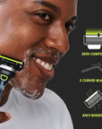 Dorco Pace 5 Pro Razors - Shaving System For Men with Trimmer - 16 Refill Cartridge Set