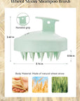 HEETA Scalp Massager Hair Growth, Soft Silicone Scalp Scrubber Shampoo Brush for Exfoliation, Dandruff Removal & Head Massage Stress Relax, Wet & Dry Use for Thick, Thin Hair Care, Wheat Straw Green
