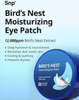 Snp 12,000ppm Bird's Nest + Hyaluronic Acid Eye Patch | Hydrating and Cooling for All Skin Types | Maximum Hydration Eye Patches | Korean Skincare Eye Mask | 60 Patches