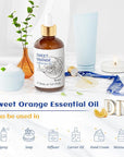 HIQILI 30ML Sweet Orange Essential Oil - Pure and Natural for Diffuser, Skin - 1 Fl Oz