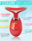 Red-Light-Therapy-for-Face and Neck, Face 𝖲 culpting Wand Facial Massager with 7 Color (Red)