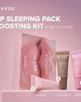 Klavuu Lip Sleeping Pack Boosting Kit – Overnight Hydrating Lip Mask, Daily Balm, Gentle Scrub & Berry Plumper, Korean Lip Care Gift Set