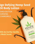 Hempz Age-Defy Body and Hand Lotion for Dry Skin, for Cracked & Crepey Skin, Quick Absorption Moisturizer, Large 17 oz