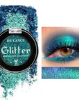 DE'LANCI Duo Chrome Green Eyeshadow Single, Multichrome Green Glitter Eye Shadow Intense Pigmented, Metallic Emerald Shimmer Blue Peacock Teal Eyeshadow for Festival Everyday Eyes Makeup, Long-Lasting