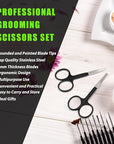 Facial Hair Small Grooming Scissors For Men Women - Eyebrow, Nose Hair, Mustache, Beard, Eyelashes, Ear Trimming Kit - Curved and Rounded Safety Tip Clippers For Hair Cutting- 2PCS Black