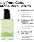 SOME BY MI Super Matcha Pore Tightening Serum - 1.69Oz, 50ml - Made from Match Water for Sensitive Skin - Skin Moisturizing and Purifying Effect - Blackheads, Sebum and Pore Care - Korean Skin Care