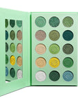 Afflano Green Eyeshadow Palette, Green Glitter Eyeshadow Highly Pigmented, Forest Emerald Christmas Makeup Palettes, Yellow Lime Grass Greenish Makeup Eye Shadow Pallet 15 Color