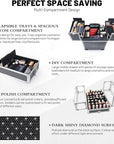 4 in 1 Rolling Makeup Train Case Professional Cosmetic Trolley Cart Travel Nail Cart Organizer with Wheels Transparent Acrylic Panel for Makeup Hair Stylists Nail Tech (Black Crystal)