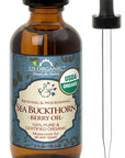 US Organic Sea Buckthorn Berry (Fruit) Oil, Supercritical CO2 extracted, USDA Certified Organic,100% Pure Virgin, Unrefined in Amber Glass Bottle, Face, Hair, spot Treatment, Anti Aging, 2 oz (56 ml)