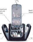 BAGSMART Extra Large Toiletry Bag Hanging Toiletry Bag for Travel, Water-resistant Cosmetic Makeup Travel Bag, Capacity Travel Bag Organizer for Full-size Toiletries, Black-Large