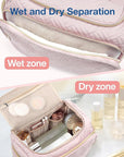 BAGSMART Travel Toiletry Bag, Large Wide-open Travel Bag for Toiletries, Makeup Cosmetic Travel Bag with Handle