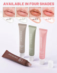 Tinted Lip Butter Balm,3 Colors Vanilla Brown Pink Lip Balm Hydrating Lip Gloss, Non Sticky High Shiny Lip Glow Oil Yummy Lip Stain Plumping Lip Tint Lip Mask Women Valentine's Day Makeup Gift-Set A