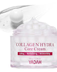 YADAH Collagen Hydra Core Cream - Barrier Repair Moisturizer with 10 Types of Hyaluronic Acids, 1000ppm Low Molecular Collagen (Capsule) & Creamide, Deep Hydration for Sensitive Skin, 1.76 oz