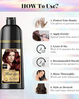 Hair Dye Shampoo 3-in-1 Vegan Color for Gray Hair - Ammonia-Free for Men & Women – Beard & Hair Coloring – Instant Gray Coverage Champú Para Canas Mujer & Hombre (BURGUNDY WINE RED)