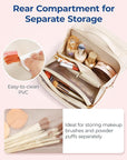 BAGSMART Travel Makeup Bag Large Capacity Cosmetic Bag, Wide-open Portable Make Up Bag Organizer for Women for Travel Essentials Toiletries Accessories Bottles, Brushes (Green)