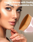 Daubigny Foundation Makeup Brush Flat Top Kabuki Hexagon Face Blush Liquid Powder Foundation Brush for Blending Liquid, Cream or Flawless Powder Cosmetics with Bonus Protective Case (Light Pink)