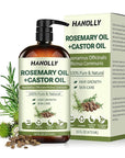 Rosemary Castor Oil for Hair Growth 16oz - 100% Pure Rosemary Oil with Castor Oil, Blend of Effective Hair Oils For Hair Growth, Hydration Scalp, Reduce Loss & Split Ends