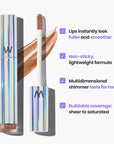 Wonderskin WONDER BLADING Top Gloss - Gold Glitter Lip Gloss, Hydrating and High Shine Finish Lip Makeup (Gold Glitter)