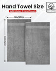 Infinitee Xclusives Gray Hand Towels for Bathroom - Set of 6 (16x28 inches) 600 GSM, 100% Cotton Ultra Soft, Quick Drying, Hotel Quality Hand Towel Set (Charming Grey, Hand Towels)