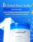 Medicube Zero Pore Pads 2.0, Dual-Textured Facial Toner Pads for Exfoliation and Pore Care with 4.5% AHA Lactic Acid & 0.45% BHA Salicylic Acid, Ideal for All Skin Types, Korean Skin Care (70 units)